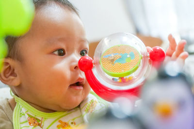 Close-up portrait of cute baby girl