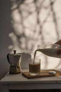 Close-up of coffee cup on table