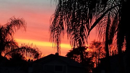 Low angle view of building at sunset