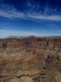 Rock formations on landscape against cloudy sky