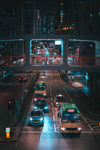 Traffic on road in city at night