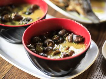 Close-up of food in bowl on table