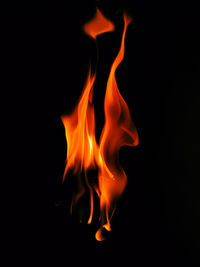 Close-up of fire burning against black background