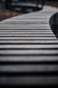 High angle view of empty bench