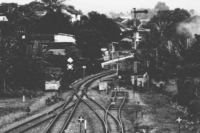 High angle view of railroad tracks