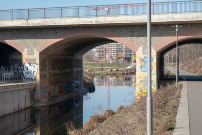 Arch bridge over river