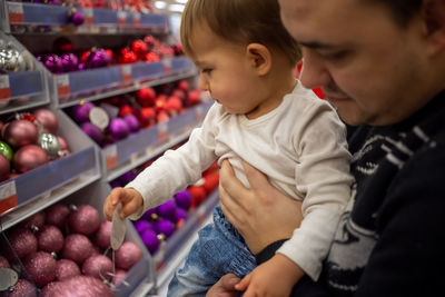 Mother and daughter at store