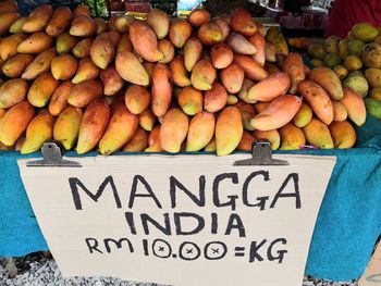 Various fruits for sale at market stall