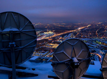 Aerial view of illuminated city