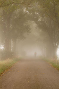 Man walking in foggy weather