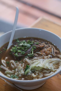 Close-up of soup in bowl