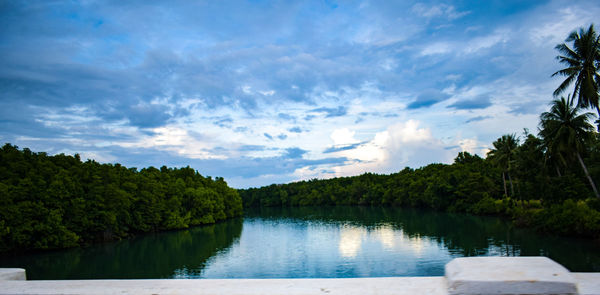 Scenic view of lake against sky