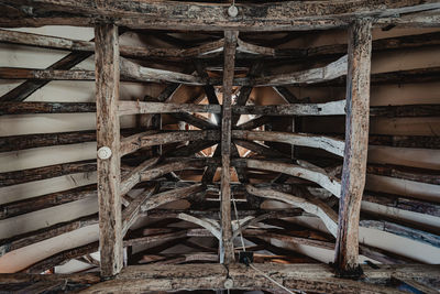 Close-up of old stack of roof