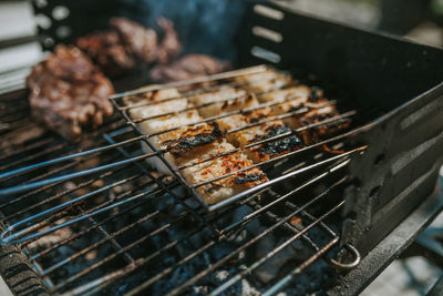 Meat on barbecue grill