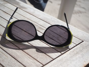 High angle view of sunglasses on table