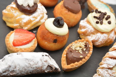 Close-up of cookies in plate on table