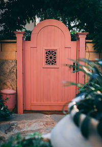 Closed door of building