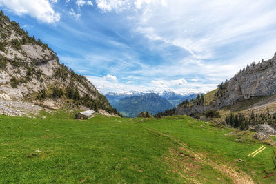 Scenic view of mountains against sky