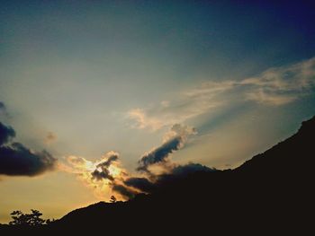 Silhouette of mountain at sunset