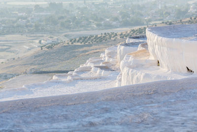 Scenic view of sea shore during winter