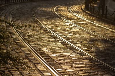 High angle view of railroad tracks