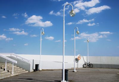 Low angle view of pier on a sunny day