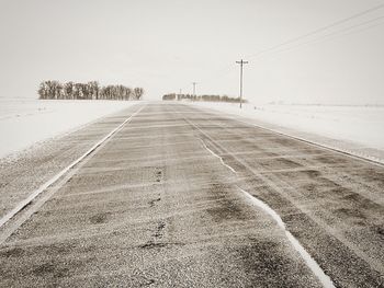 Empty road along trees