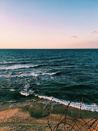 Scenic view of sea against clear sky