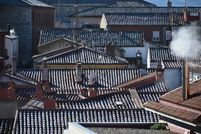 High angle view of buildings in city