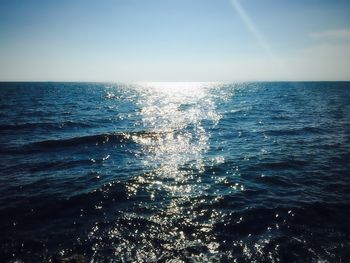 Scenic view of sea against clear sky