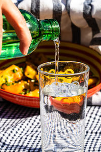 Close-up of drink in glass on table