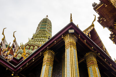 Low angle view of temple building against sky