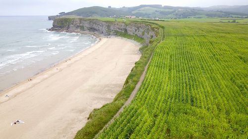 High angle view of beach against sky