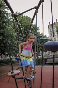 Girl playing in public park