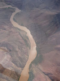 High angle view of river flowing through land