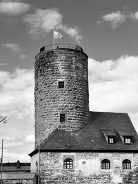 Low angle view of old building against sky