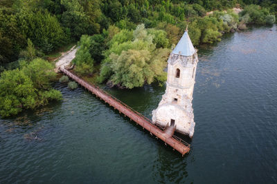 High angle view of bridge over river