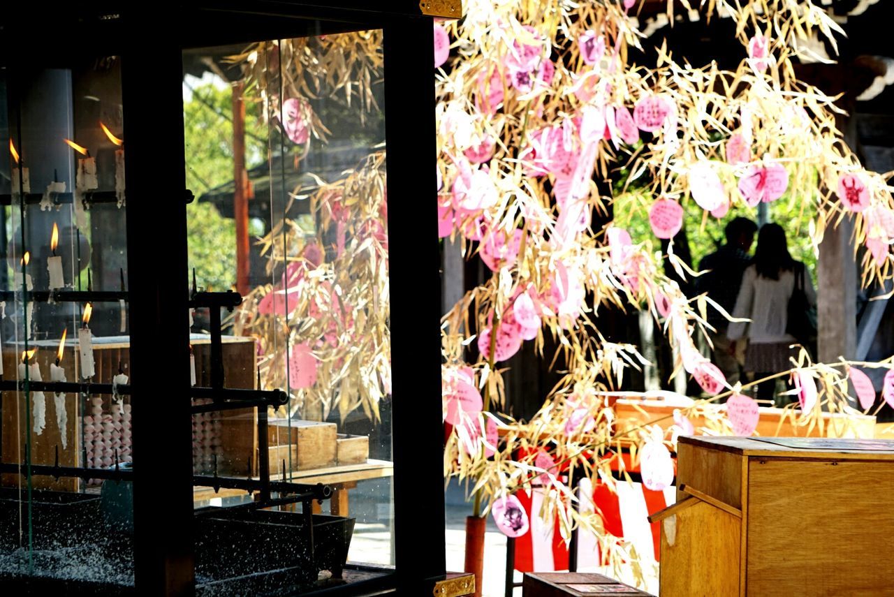 indoors, flower, hanging, decoration, table, variation, multi colored, window, home interior, no people, vase, chair, wood - material, day, built structure, religion, arrangement, still life, house, place of worship