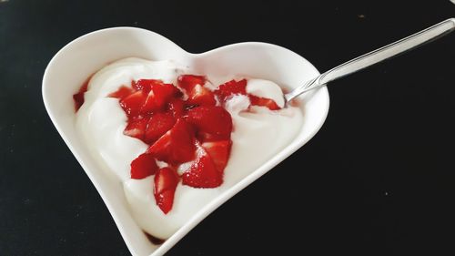 Close-up of strawberries in plate