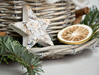 Close-up of ice cream in wood