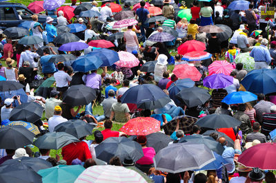 Crowd with colorful umbrellas