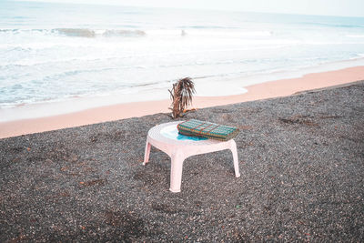 View of woman on beach