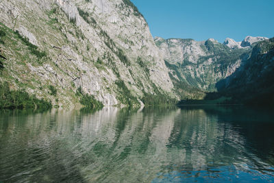 Scenic view of lake against clear sky