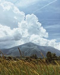 Scenic view of mountains against sky