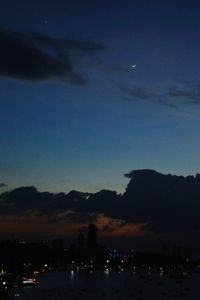 Scenic view of sea against sky at night