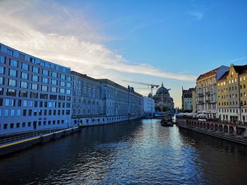 Canal passing through city buildings