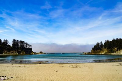 Scenic view of beach against sky