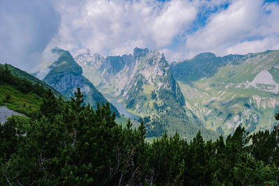 Panoramic view of landscape and mountains against sky