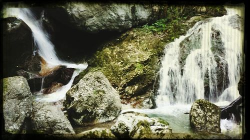 Scenic view of waterfall