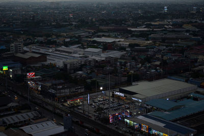 High angle view of buildings in city